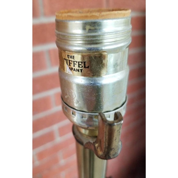 Stiffel Greek Key Brass Table Lamp With Large Flame Top - Picture 6 of 6